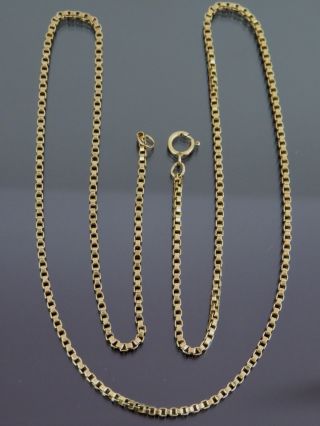 Vintage 9ct Gold Box Link Necklace Chain 19 1/2 Inch C.  1980