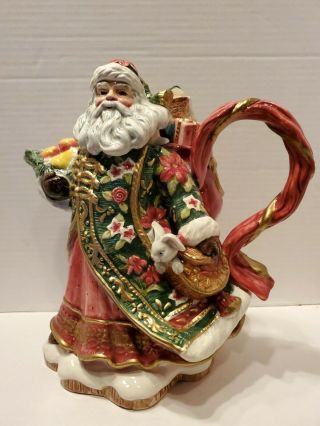 Fitz And Floyd Father Christmas Holiday Santa Pitcher Teapot Retired 1995