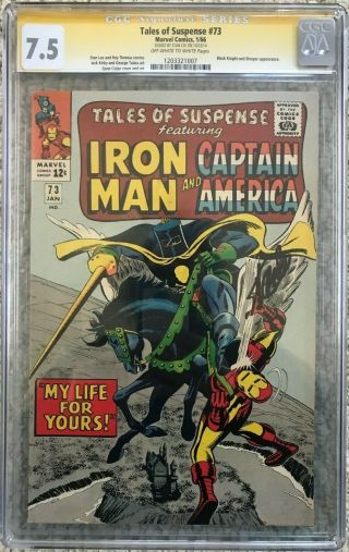 Tales Of Suspense 73 1/66 Cgc Ss 7.  5 Ow To White Pages Stan Lee Signed Iron Man