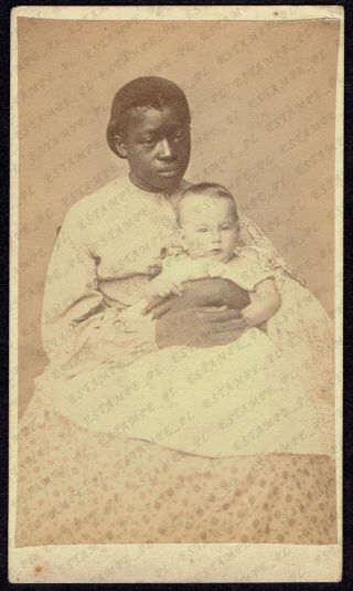 Cdv Photo Black African American Women With White Child Washington Usa (4540)