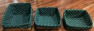 Longaberger Heritage Green Liners For Small,  Medium & Large Bin Baskets Set Of 3