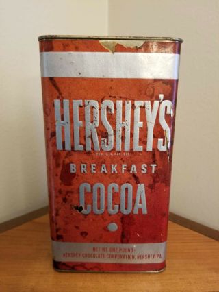 Antique 1940’s Hershey’s Breakfast Cocoa Tin 1 Pound Paper Wrapper/label Rare