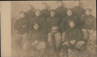 Rppc Football Team " C " Real Photo Post Card Vintage