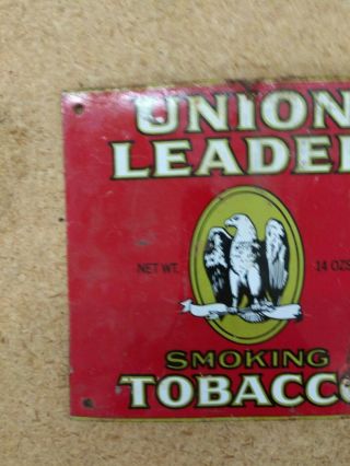 Old UNION LEADER Smoking Tobacco Metal Tin Sign Vintage Cigar Cigarettes Eagle 2