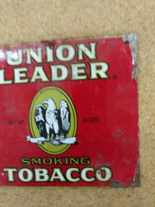 Old UNION LEADER Smoking Tobacco Metal Tin Sign Vintage Cigar Cigarettes Eagle 3