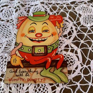 Vintage Greeting Card Valentine Humpty Dumpty Face Anthropomorphic