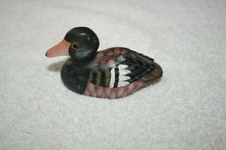 3 " Wooden Duck Carved & Hand Painted Mini Decoy Figurine Solid Wood