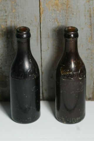 2 Antique Early 20thc Amber Coca Cola Advertising Bottles Baltimore Maryland