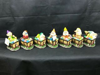Disney Snow White Seven Dwarves Solar Garden Figurines Mine Train Complete Set 7