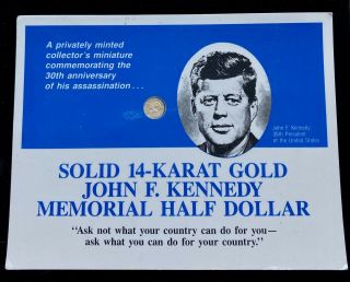 1963 - 1993 Solid 14 - Karat Gold John F.  Kennedy Miniature Memorial Half Dollar 006