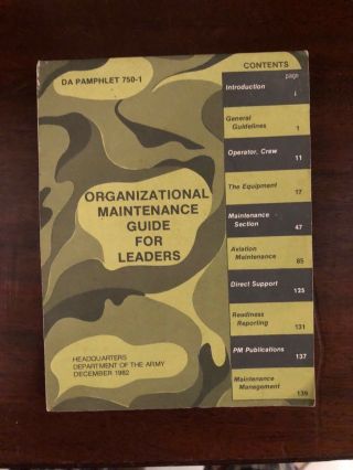 1982 Organizational Maintenance Guide For Leaders Da Pamphlet 750 - 1 Army