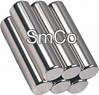 6 Samarium Cobalt Magnets 1/4 X 1 Inch Cylinder Smco30