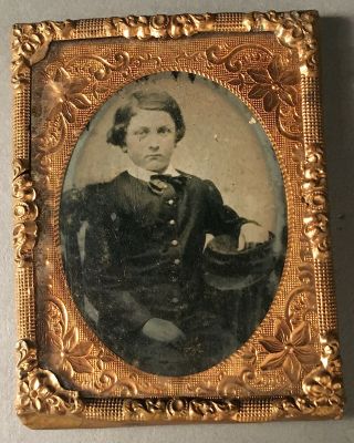 TINTYPE of HANDSOME CIVIL WAR SOLDIER,  AMBROTYPE of YOUNG BOY w/ HAT,  NO CASES 3
