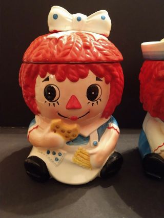 Vintage Napcoware Colorful Raggedy Ann and Andy Ceramic Cookie Jars,  10 