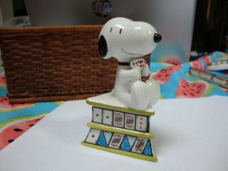 Peanuts Snoopy Trinket Box Westland Snoopy Sitting On Top Of Playing Cards