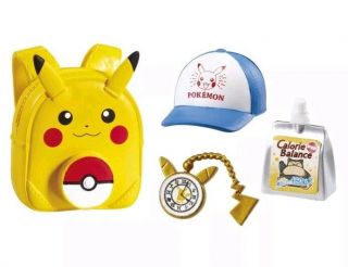 Pokemon Re - Ment Camping Miniature Toy Figure Set A Pikachu Backpack Cap Compass