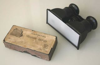 Small STEREO VIEWER & VERASCOPE BOX of GLASS STEREO SLIDES 107mm x 44mm 2