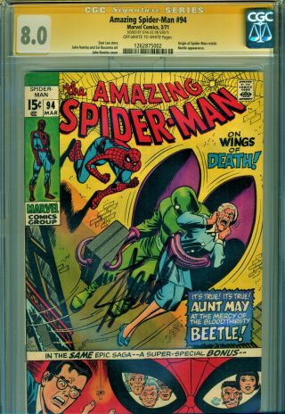 Spider - Man 94 Cgc 8.  0 Ss Signed By Stan Lee The Origin Of Spider - Man