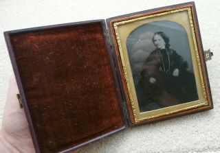 Victorian Ambrotype Framed Photo Of A Lady By Bakers Calcutta