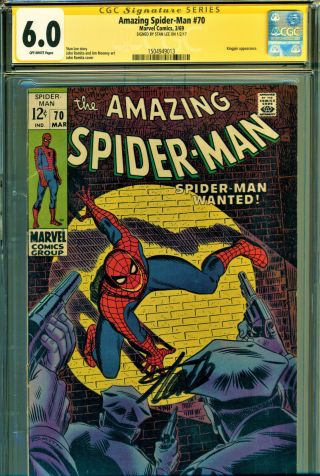 Spider - Man 70 Cgc 6.  0 Ss Signed By Stan Lee The Kingpin Appearance