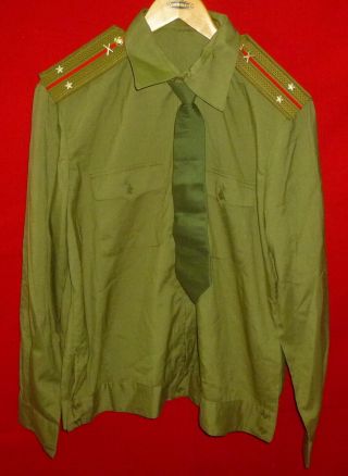 1990 Russian Soviet Army Artillery Lieutenant Shirt,  Tie Size 54 - 4 L Ussr