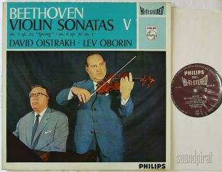 Oistrakh Oborin Beethoven Violin Sonatas 5 Philips Hifi Stereo 835154 Ay Ex - Nm
