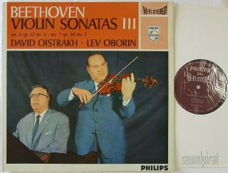 Oistrakh Oborin Beethoven Violin Sonatas 3 Philips Ed.  1 Hifi Stereo 835152 Ay Nm