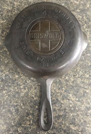 Vintage Griswold No.  4 Large Block Logo Cast Iron Skillet 702