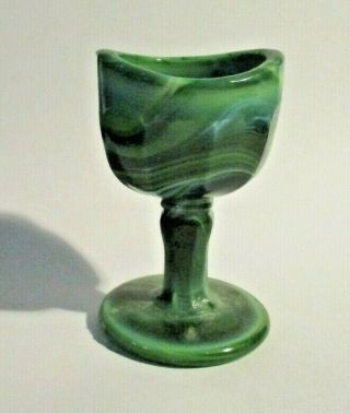 Emerald Green Slag Paneled Eye Wash Cup