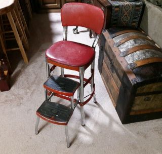 Vintage Red Cosco Step Stool Chair