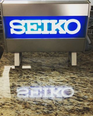 Seiko Display Sign Lighted Neon Dual Sided Vintage Store Display Seiko Watch