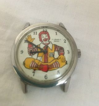 Vintage 1970s Ronald Mcdonald Watch Swiss Made 17 Jewels Water Resistent