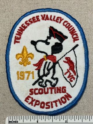 Vintage 1971 Tennessee Valley Council Boy Scout Exposition Patch Scouting Snoopy