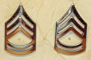 Us Army Sergeant First Class E - 7 Rank Stripes Insignia Collar Pin Pair