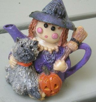 Witch Teapot With Cairn Terrier