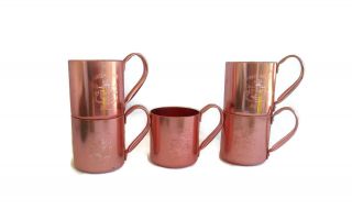 Smirnoff Mugs Cups Moscow Mule Set Of 5 Copper Tone Aluminum Made In Hong Kong
