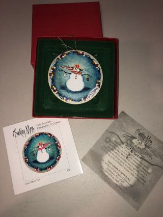 P Buckley Moss Christmas Ornament Snow Much Fun Snowman Signed Numbered