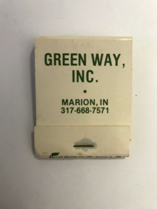 Vintage Greenway Inc Marion Indiana Matchbook Matches John Deere Grant County In