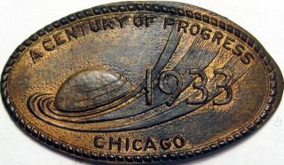 1933 Chicago Illinois Worlds Fair Elongated 1921 Cent Official Emblem No 4 R3