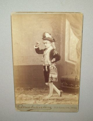 Antique Vtg 1880s Young Boy In Colonial Costume Actor Cabinet Card Photograph