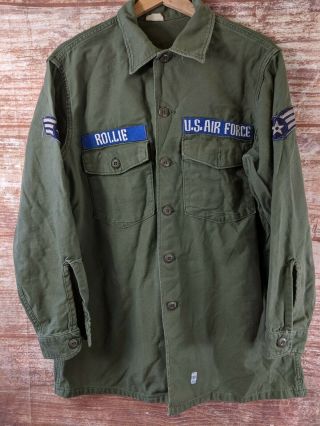 Vintage US Air Force Green Fatigue Uniform Long Sleeve Shirt and Pants 2