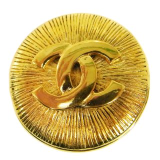 Authentic Chanel Vintage Cc Logos Brooch Pin Gold - Tone Corsage France Ak16967i