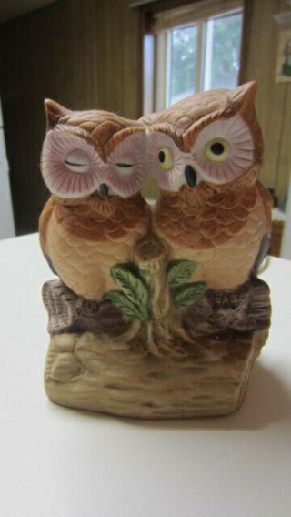 Vintage Owl Couple On Branch Tv Lamp / Accent Lamp / Light