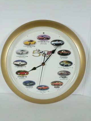 Corvette 50th Anniversary Wall Clock Engine Sounds Light Activation 1953 - 2003
