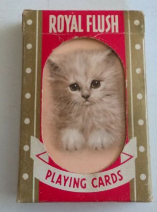 Vintage Royal Flush Playing Cards - Kitten Kitty Design - 1960s