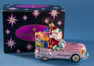 Christopher Radko Santa In A Pink Car