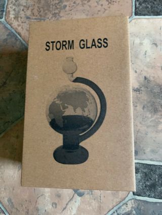 Glass Weather Etched Globe Storm Glass Barometer With Drip Cup Nib