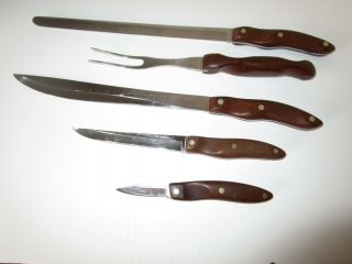 Set Of (5) Vintage Cutco Brown Swirl 20 21 23 24 26 Knives
