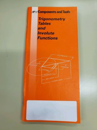 1994 Illinois Tool Itw Book/handy Trigonometry Tables & Involute Functions