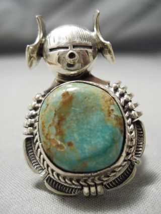 Incredible Detailed Vintage Navajo Royston Turquoise Sterling Silver Ring